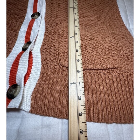 AERIE Oversized Varsity Letterman‎ Boyfriend Button Up Cardigan Orange XS NWT - Picture 10 of 11